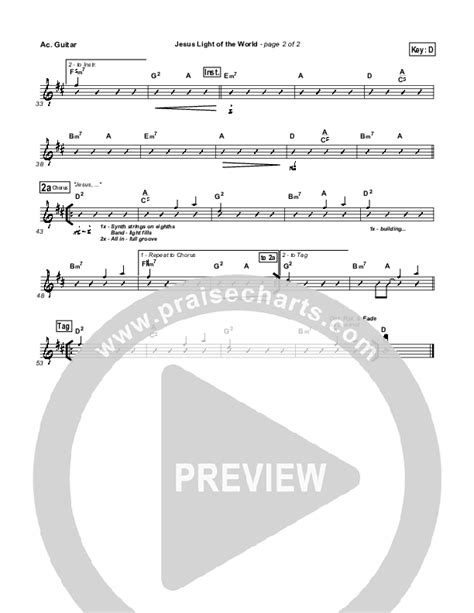 Jesus Light Of The World Acoustic Guitar Sheet Music PDF (Third Day) - PraiseCharts