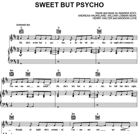 Ava Max - Sweet but Psycho Free Sheet Music PDF for Piano | The Piano Notes