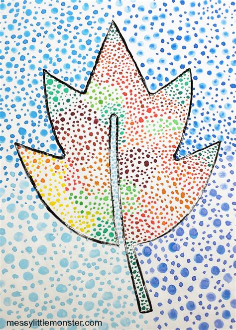 Pointillism Leaf Art for Kids - Messy Little Monster