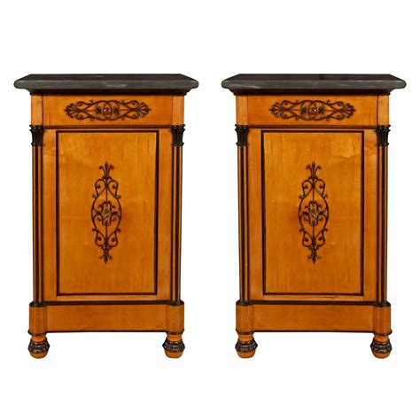 An Italian 19th Century Charles X Period Cherry Wood And Marble Side Tables/chests - Cedric ...