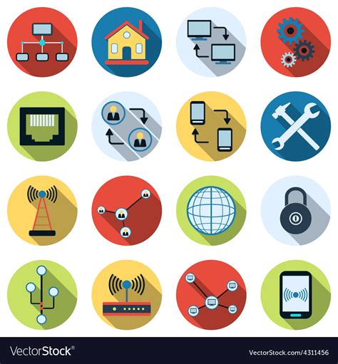 Network flat icons Royalty Free Vector Image - VectorStock