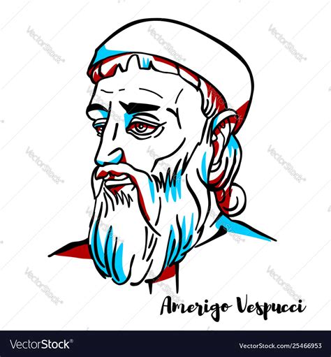 Amerigo vespucci portrait Royalty Free Vector Image