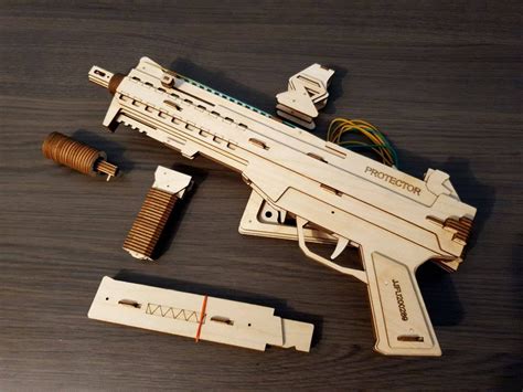 UMP40M Rubber band gun kit Automatic wooden submachine gun kit | Etsy