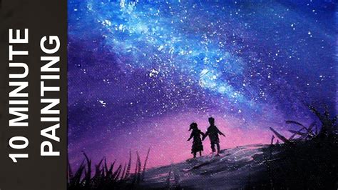 Painting People Looking Out at a Galaxy in a Night Sky with Acrylics in ...