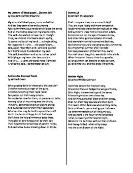 Sonnets and Iambic Pentameter by Simple Solutions | TpT