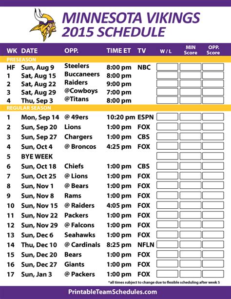 Mn Vikings 2024 Schedule Printable