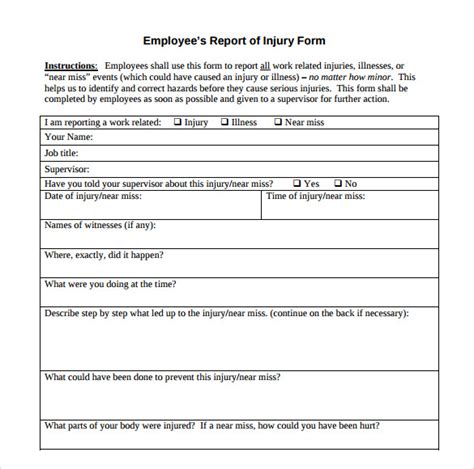 Printable Workplace Accident Report Form - Printable Word Searches