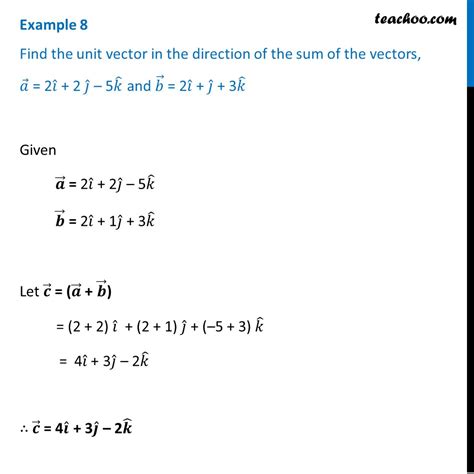 Example 8 - Find unit vector in direction of sum of vectors