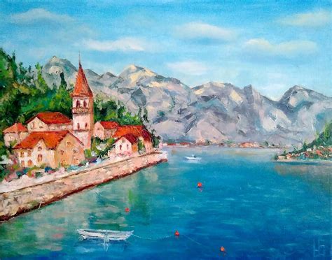 Croatia Painting Original Art Sailboat Wall Art Rocky Mountain | Etsy