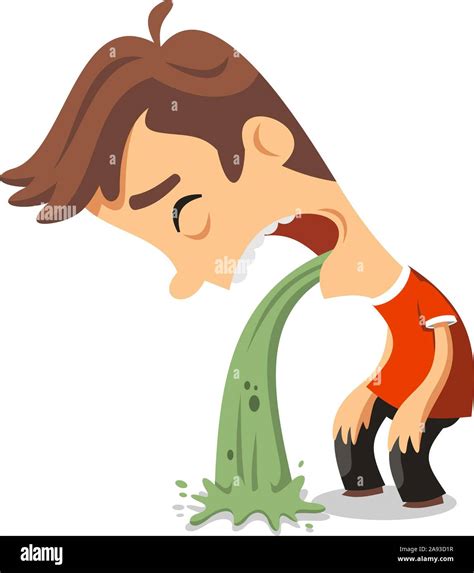 Young man in pain vomiting, vector illustration cartoon Stock Vector ...