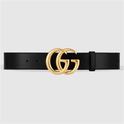 Gucci GG Unisex GG Marmont Leather Belt with Shiny Buckle Black 4 cm ...