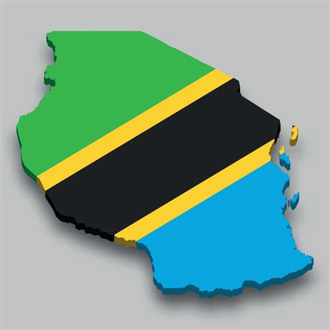 3d isometric Map of Tanzania with national flag. 11175986 Vector Art at ...