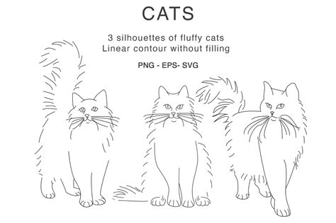 Fluffy Cat Outline Silhouette Line Art Graphic by Vera Vero · Creative ...