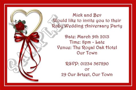 invitations for a ruby wedding anniversary | ... Ruby Wedding Anniversar… | Wedding anniversary ...