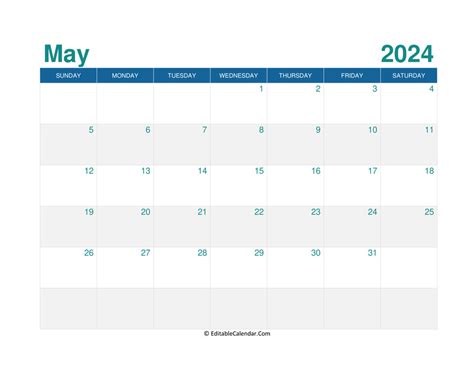 Calendar May 2024 Editable Form - Livy Kaylyn