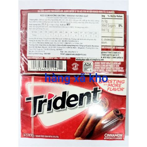 kẹo cao su Trident không đường vĩ 26.6 g(14 thanh) -Mỹ có 4 vị | BigBuy360 - bigbuy360.vn