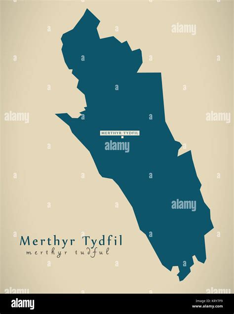 Modern Map - Merthyr Tydfil Wales UK illustration Stock Photo - Alamy