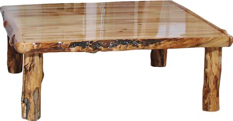 Aspen Log Square Coffee Table | Rustic Log Furniture of Utah