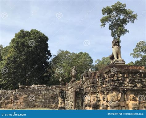 The Terrace of the Elephants is Named for the Carvings of Elephants on Its Face, Cambodia Stock ...