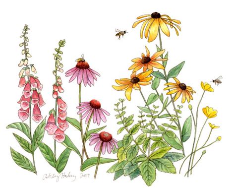 Bee-friendly Flowers Watercolor Print - Etsy