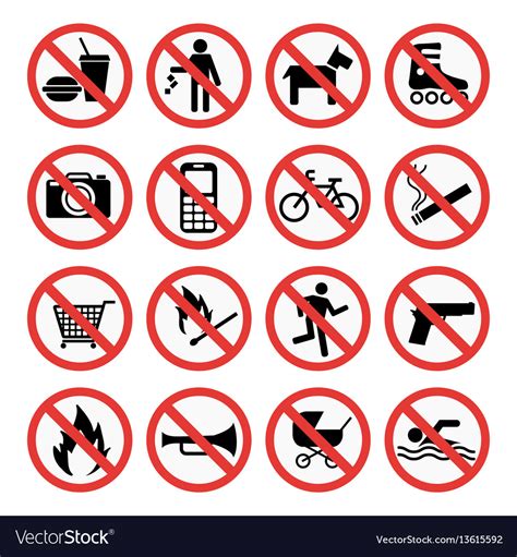 Prohibition signs set safety information Vector Image