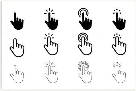 Premium Vector | A set of black and white icons with the cursor cursor ...