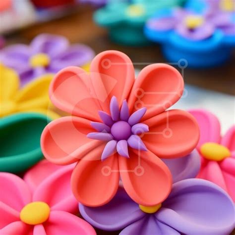 Vibrant Plastic Flowers on Table stock photo | Creative Fabrica