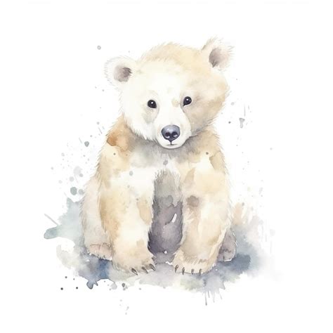 Premium AI Image | Watercolor painting of a bear cub