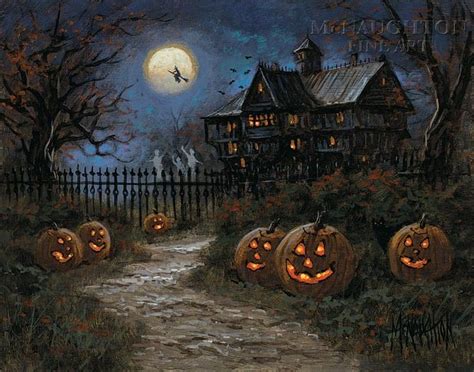 Spooky Halloween OE 11x14 - Litho Print in 2020 | Halloween painting ...