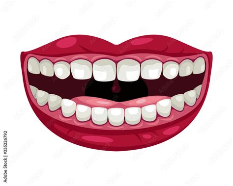 Stockvector Cartoon comic smile. A cheerful smile, lips, teeth, tongue. | Adobe Stock