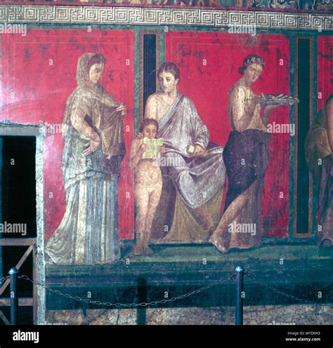 Roman wallpainting from Villa of the Mysteries, Pompeii, Italy, 1st ...