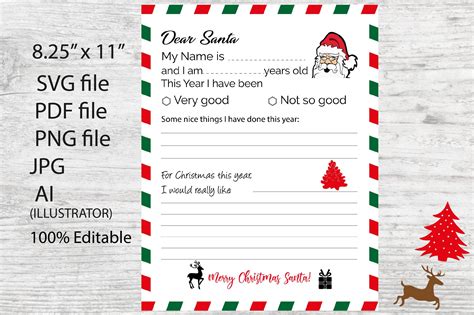 Letter to Santa Claus Kids Template Graphic by ItalianvintagDesigns · Creative Fabrica