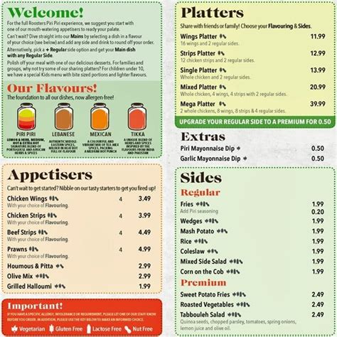 Roosters Piri Piri Menu, Menu for Roosters Piri Piri, Mile End, London ...