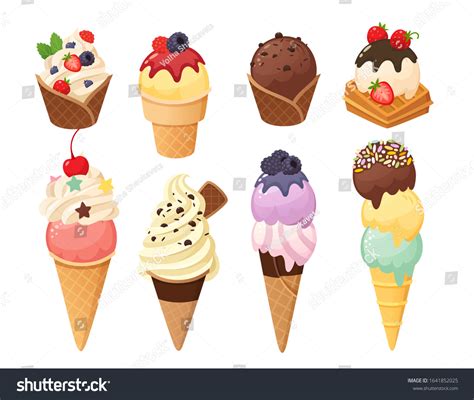 Cartoon Ice Cream Waffle Cones Gelato Stock Vector (Royalty Free) 1641852025 | Shutterstock