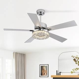 52" 5 Blade Ceiling Fans with Crystal Lighting Remote Control - 52 Inch ...