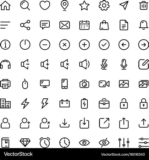 Basic line icon set for web and mobile Royalty Free Vector