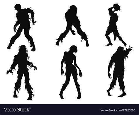 Set zombie silhouettes a collection zombies Vector Image