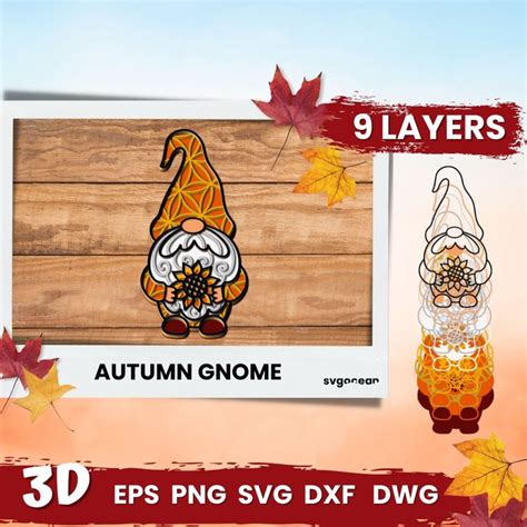 Autumn Gnome Layered Svg Bundle vector for instant download - Svg Ocean ...