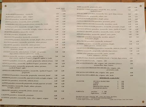 Menu at Tre Scalini restaurant, Turin