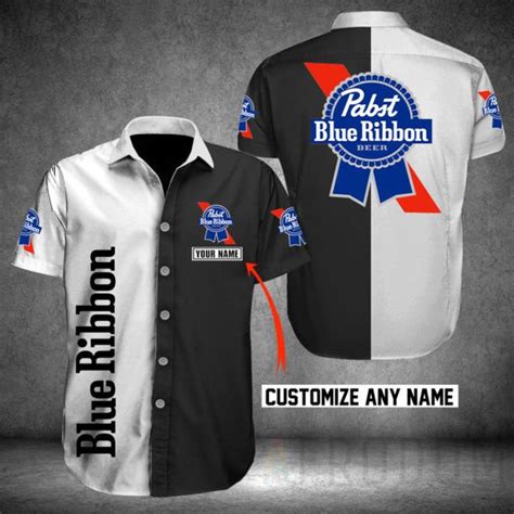 Buy Personalized Multicolor Pabst Blue Ribbon Button Shirt - Meteew