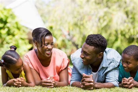 Happy Family Laughing Together Stock Photo - Image of black, lawn: 69805396