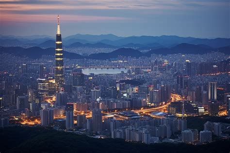 Seoul Skyline At Dusk Background, River, Architecture, High Resolution ...