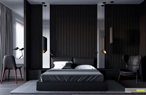 Stylish bedroom visualization | Black bedroom decor, Black bedroom design, Black wallpaper bedroom