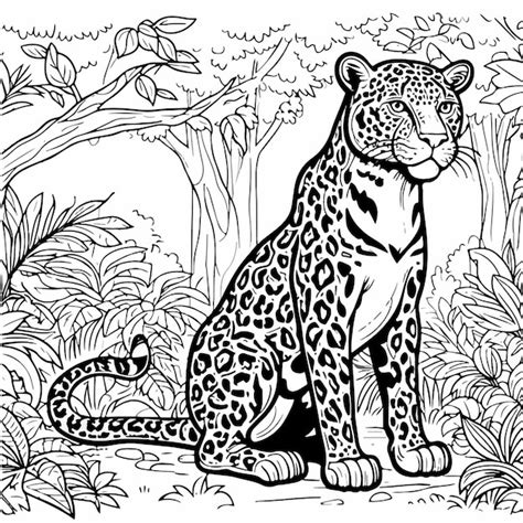 Premium Vector | Vector jaguar coloring book illustration