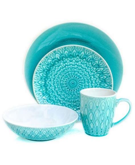 Euro Ceramica Peacock 16 Piece Dinnerware Set & Reviews - Dinnerware ...