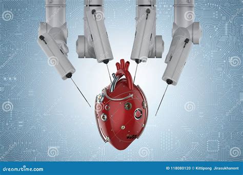 Robot Surgery with Robotic Heart Stock Illustration - Illustration of background, engineering ...