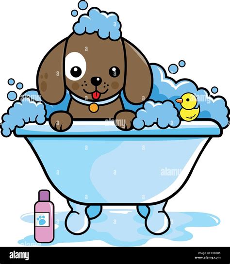 Dog in a tub taking a bubble bath Stock Vector Image & Art - Alamy