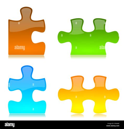 Glossy red, green, blue, yellow colored Puzzle Pieces Stock Photo - Alamy
