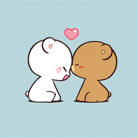 Milk & Mocha Bear Cute Kiss 4K Wallpaper