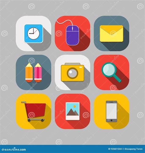 Flat Design Icon Set Vector Stock Vector - Illustration of camera, shop ...